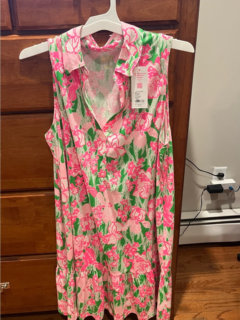 Lilly Pulitzer Pink & Green Floral Shift Dress with Collar.  New with tags. - Picture 2 of 4